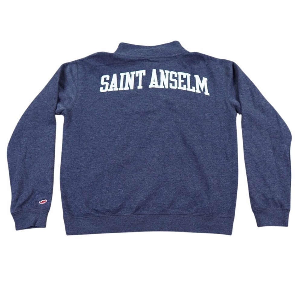 League Saint Anselm College Quarter Zip Men L Navy Blue Triblend Fleece Pullover